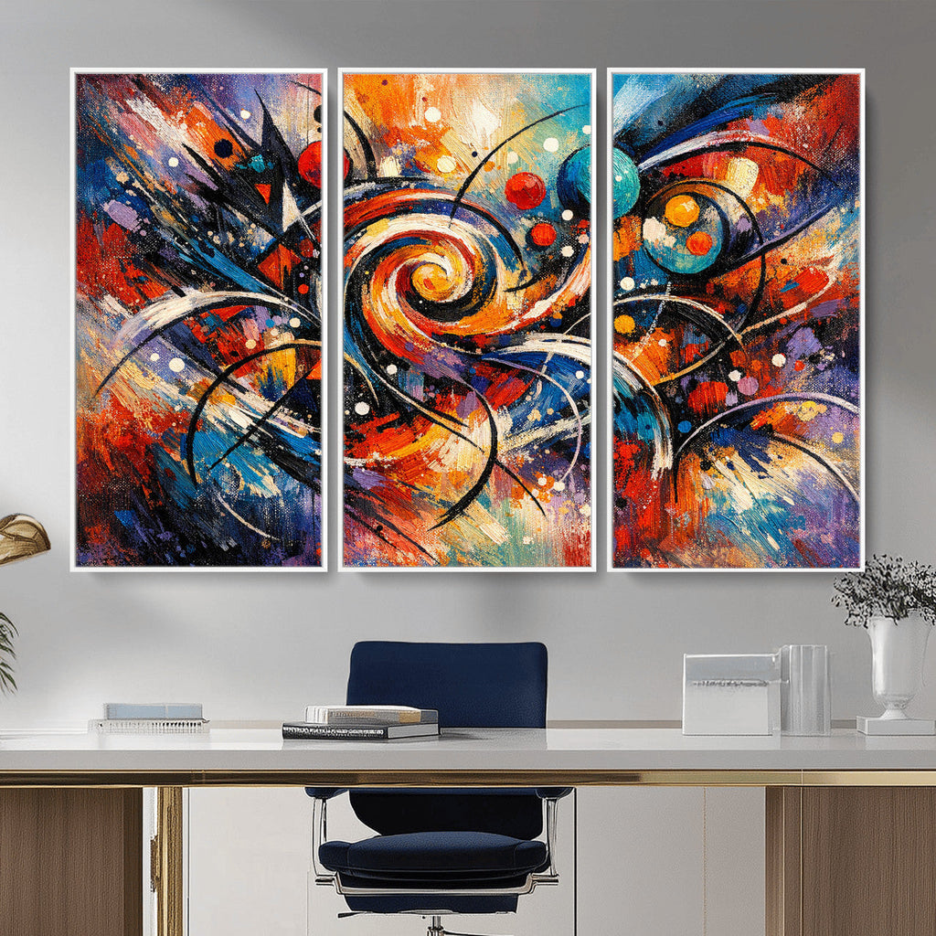 Geometric Abstract Wall Art Canvas Print, Orange Blue
