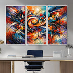 Geometric Abstract Wall Art Canvas Print, Orange Blue