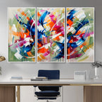 Geometric Abstract Wall Art Canvas Print, Orange Blue