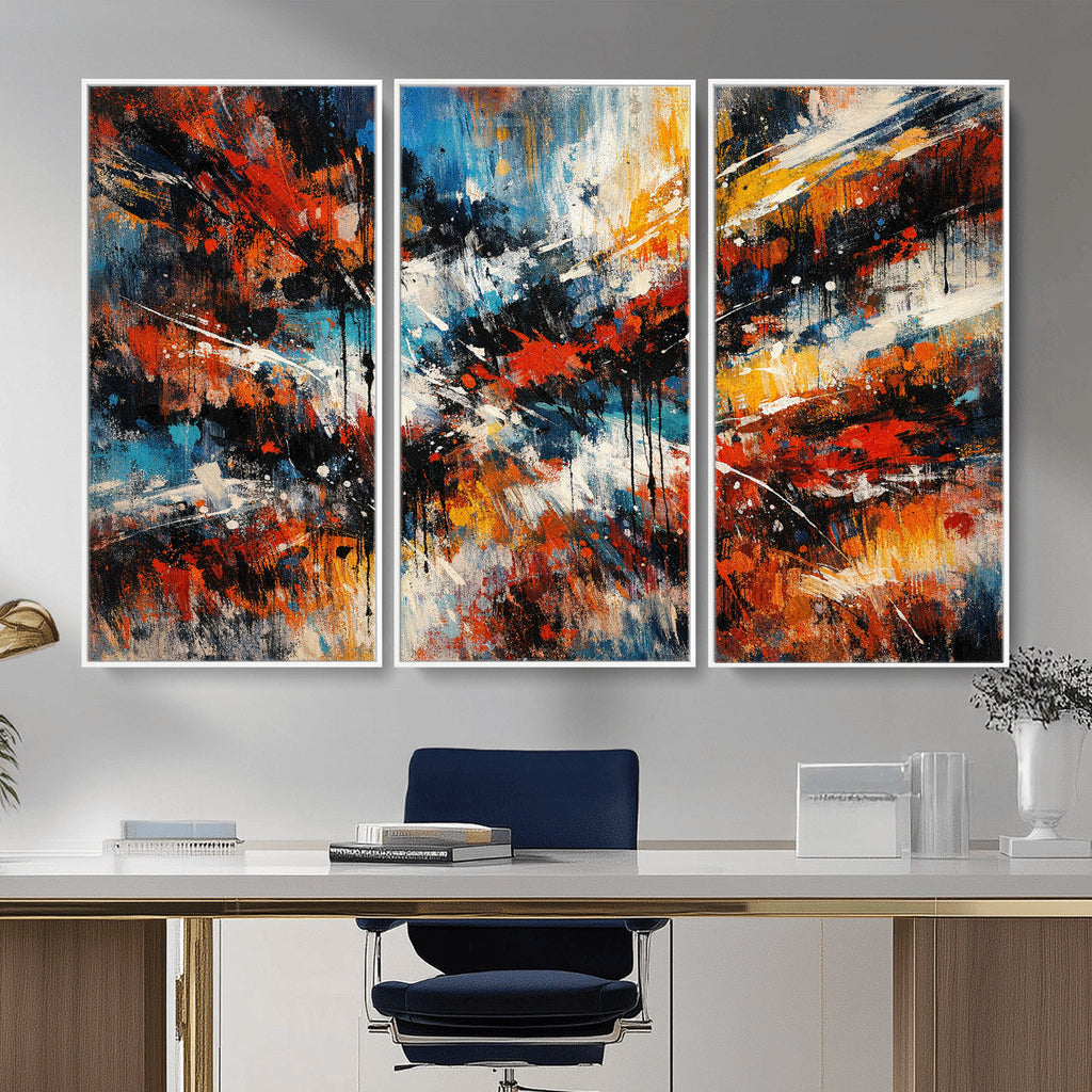 Lyrical Abstract Wall Art Canvas Print, Orange Blue Abstract