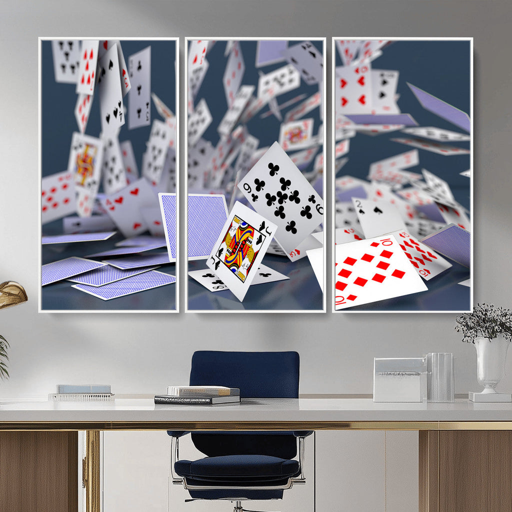 Playing Cards Canvas Wall Art | Casino Game Room Decor