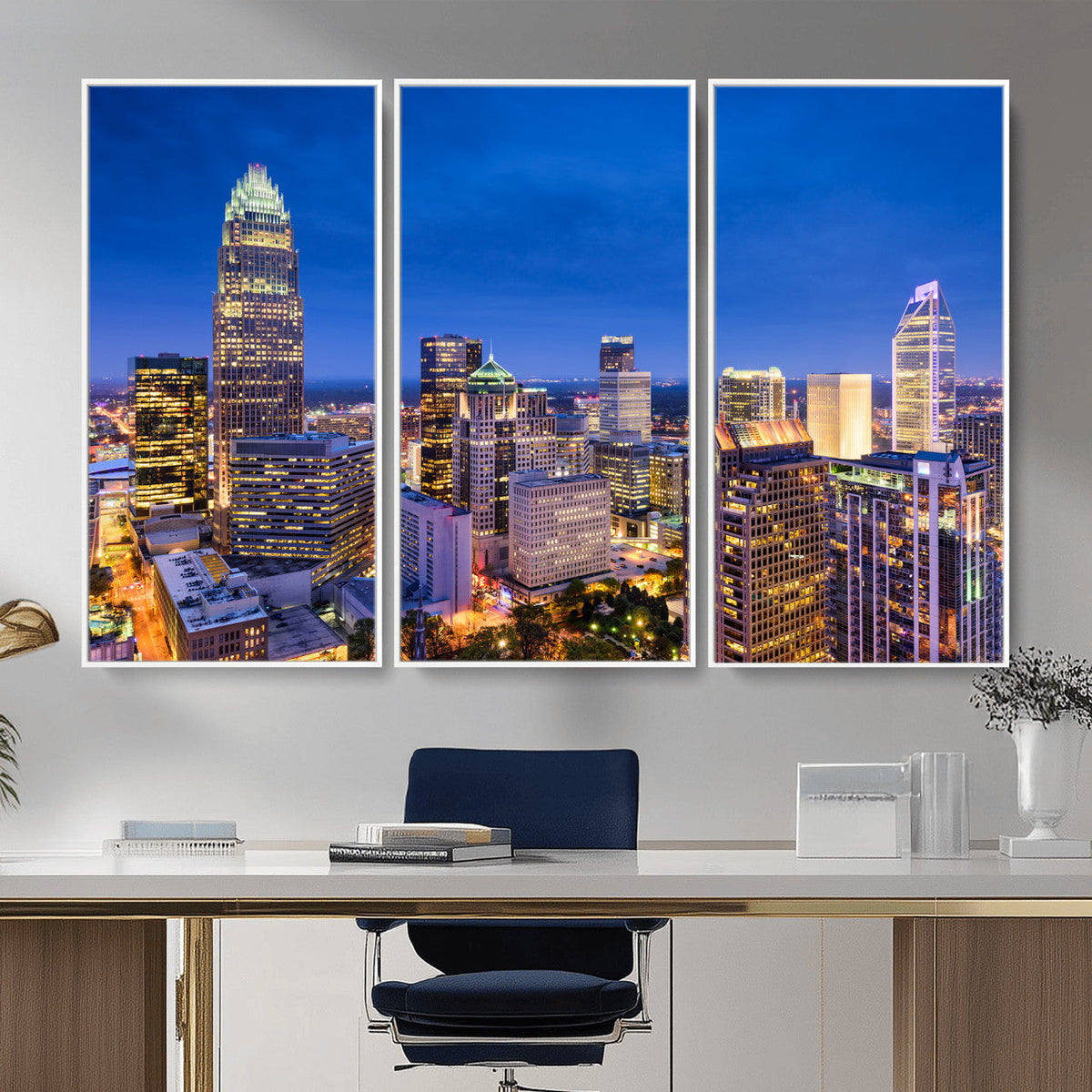 Charlotte Skyline Canvas Wall Art Print | North Carolina Cityscape