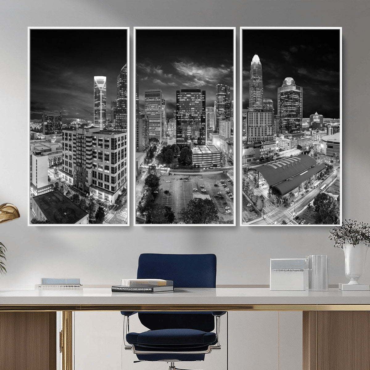 Charlotte Skyline Canvas Wall Art Print | North Carolina Cityscape