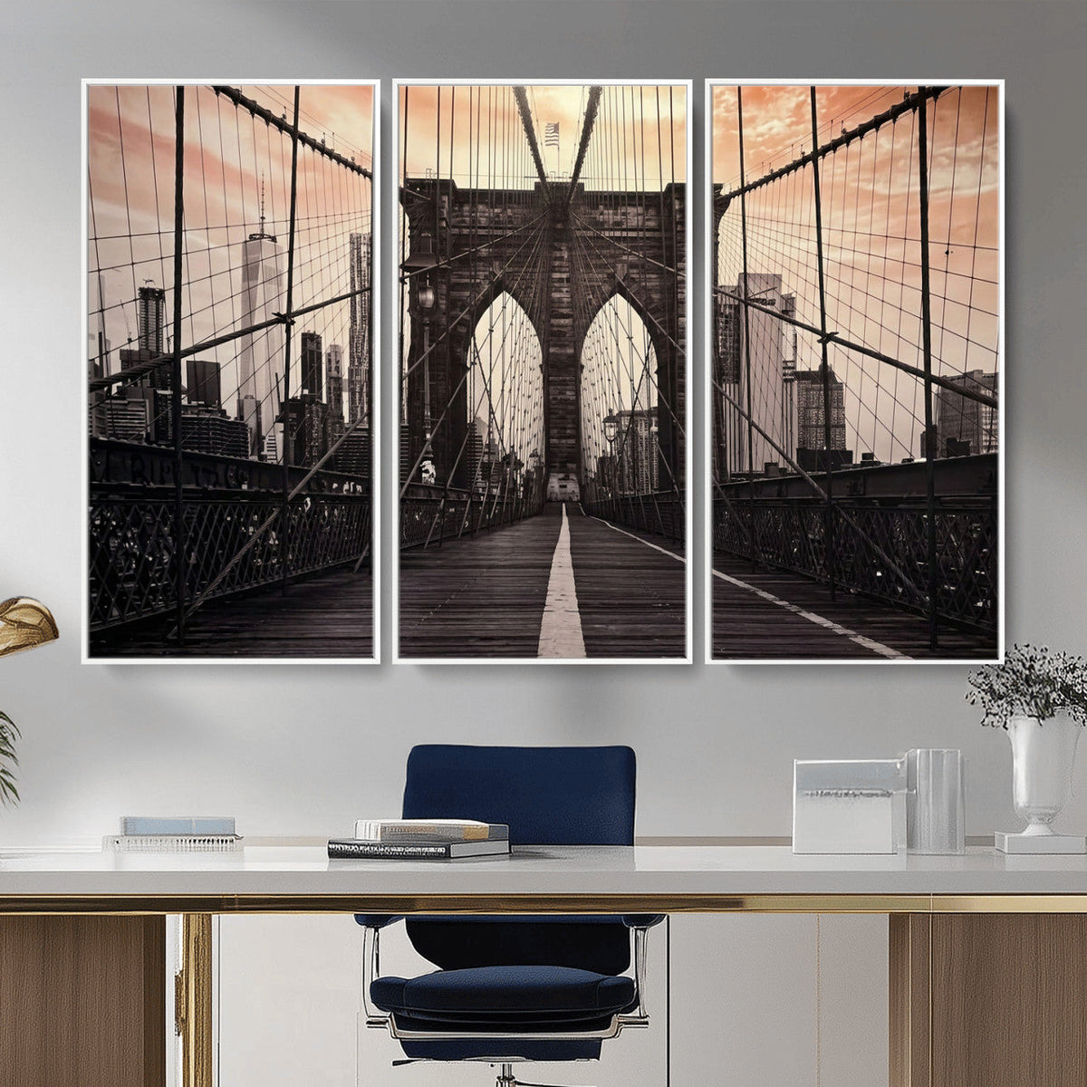 Brooklyn Bridge Canvas Wall Art, New York City Skyline Photography
