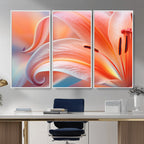 Peach Lily Canvas Wall Art, Coral Pink Flower Macro Photo Print, Botanical Decor