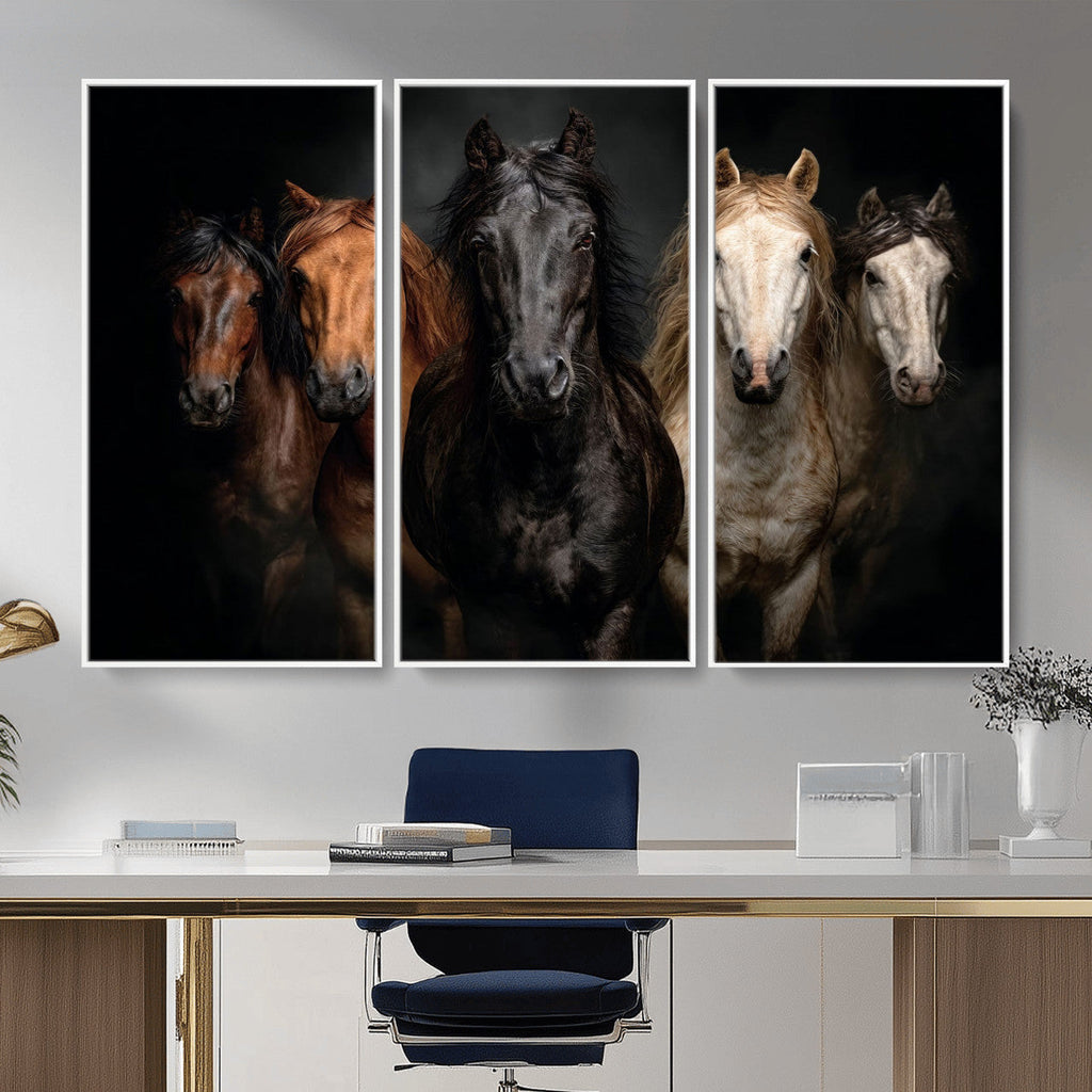 Horse Wall Art Canvas Print, Wild Horses Portrait Photography, Rustic Ranch Decor