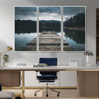 Wooden Bridge Near Lake Wall Art Canvas Print