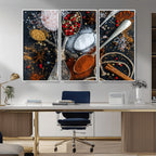 Spices and Seasonings Canvas Wall Art | Colorful Triptych Kitchen Decor