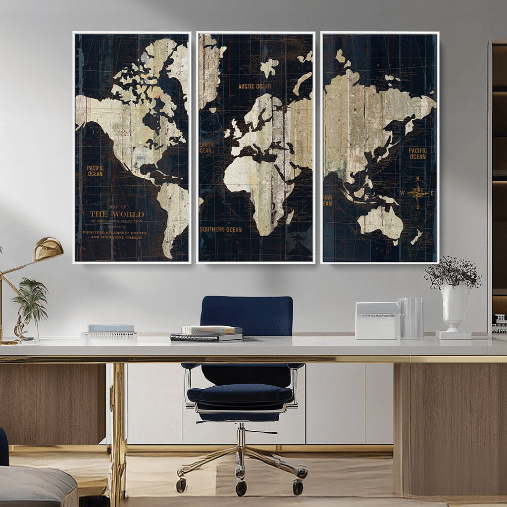 Antique Old World Map Wall Art Canvas Print