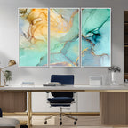 Green Marble Fluid Effect Abstract Canvas Wall Art Print