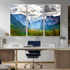 Yosemite Park Half Dome 3 Panel Canvas Print | Large Giclée Landscape Wall Art