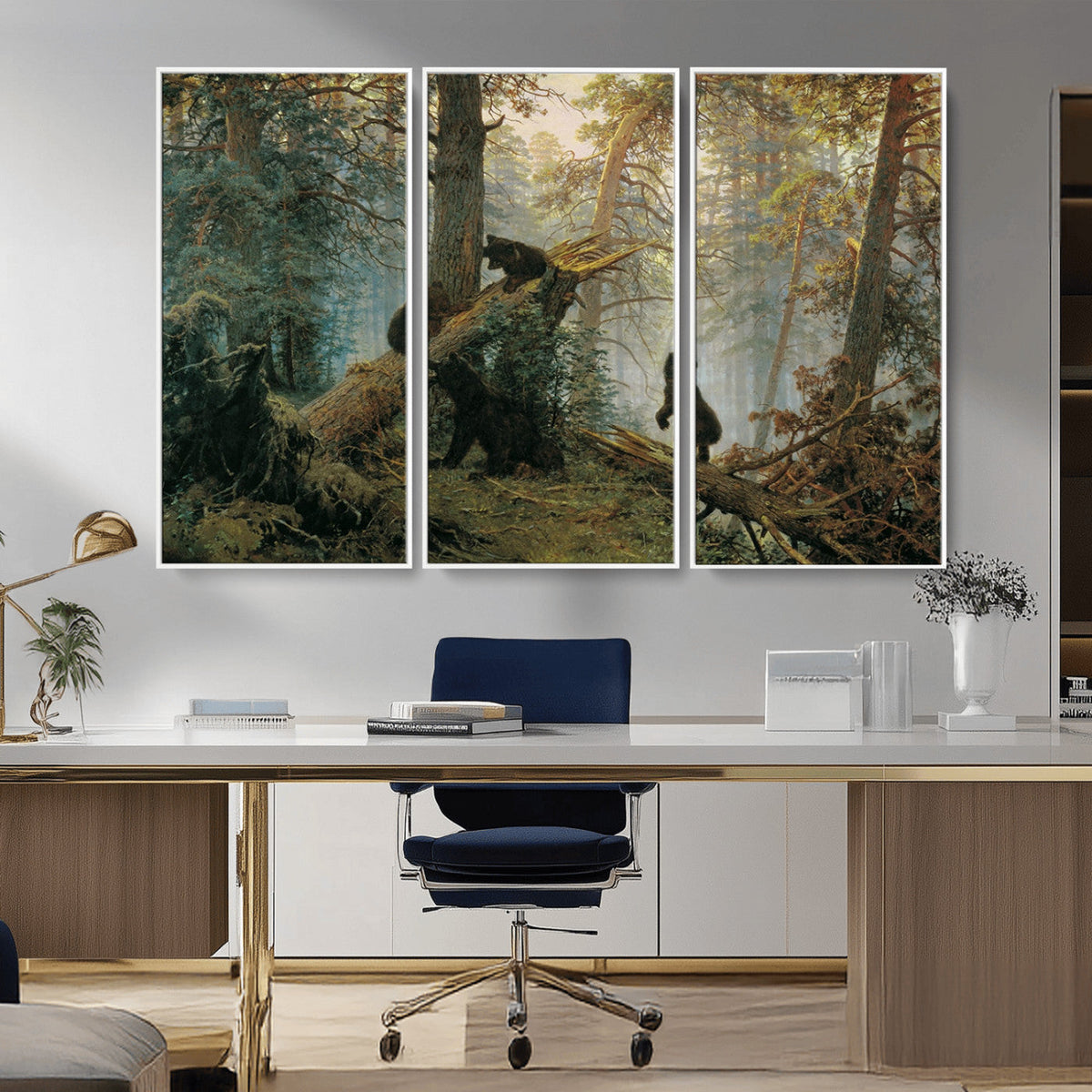 Baby Bears in Forest Wall Art Canvas Print