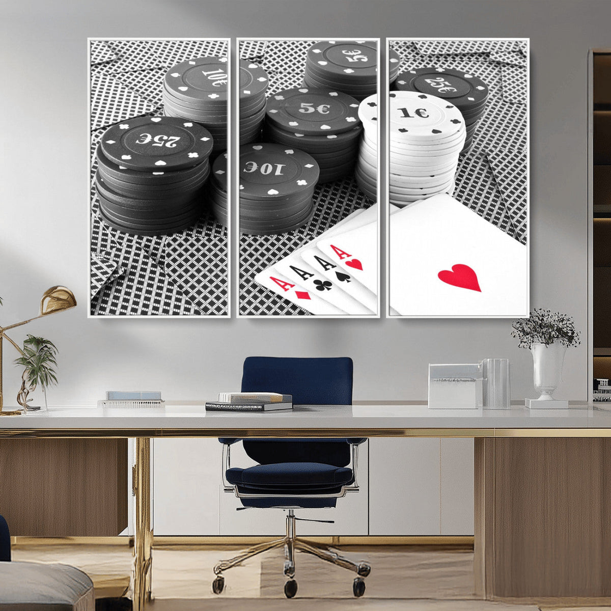 Poker Game Cards Wall Art Canvas, Multi Panel Wall Art