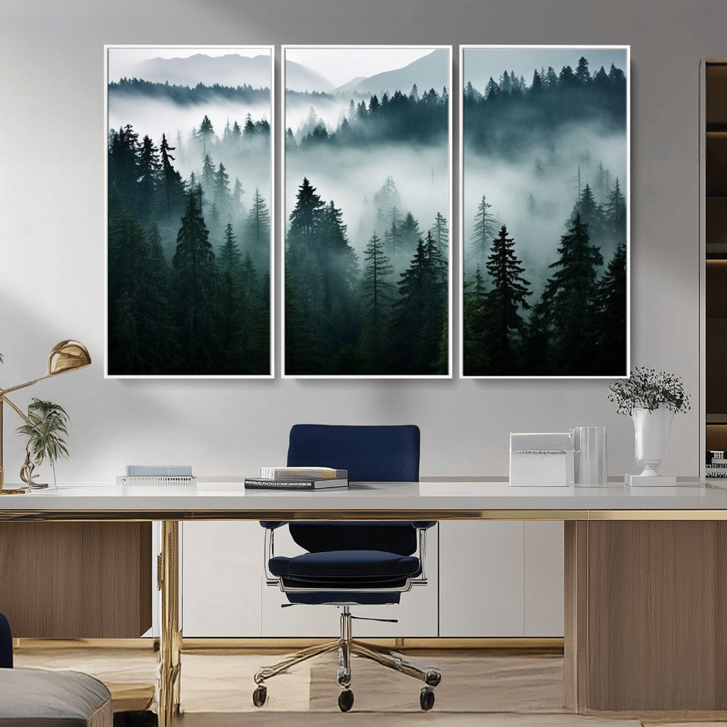 Captivating Misty Forest Wall Art Canvas, Premium Canvas Print of a Foggy and Serene Atmosphere