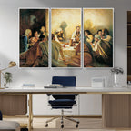 Last Supper Wall Art Canvas Print, Framed Jesus Artwork, Sacred Dining Scene