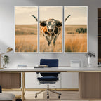 Texas Cow Wall Art Canvas Print for Farm House Wall Decor