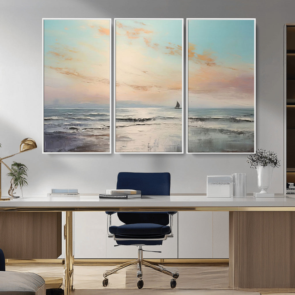 Abstract Ocean Wall Art, Boat Wall Art Canvas Print