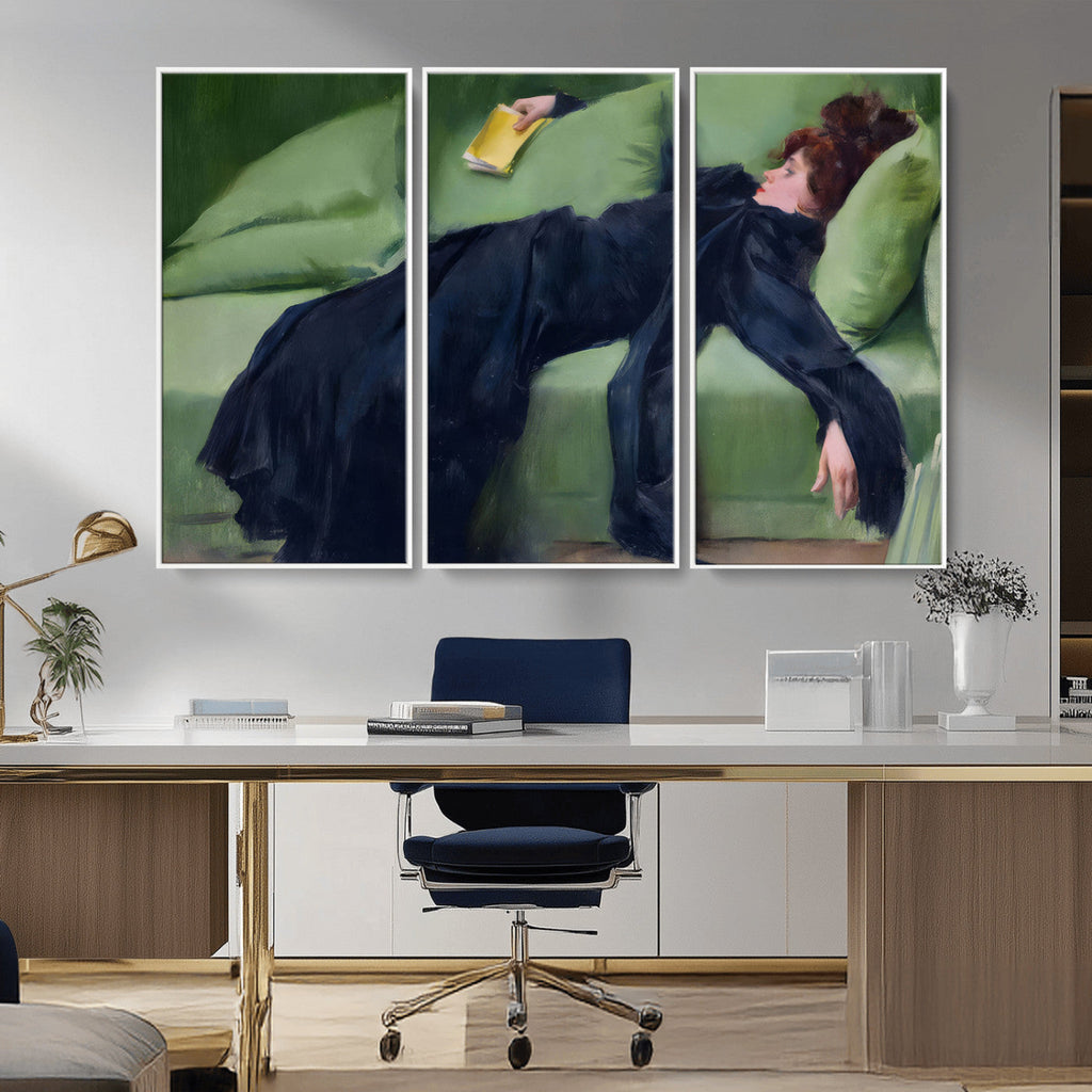 Decadent Girl by Ramon Casas Wall Art Canvas Print, Framed
