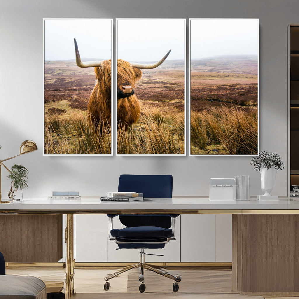 Scottish Highland Cow Canvas Wall Art, Rustic Farmhouse Decor