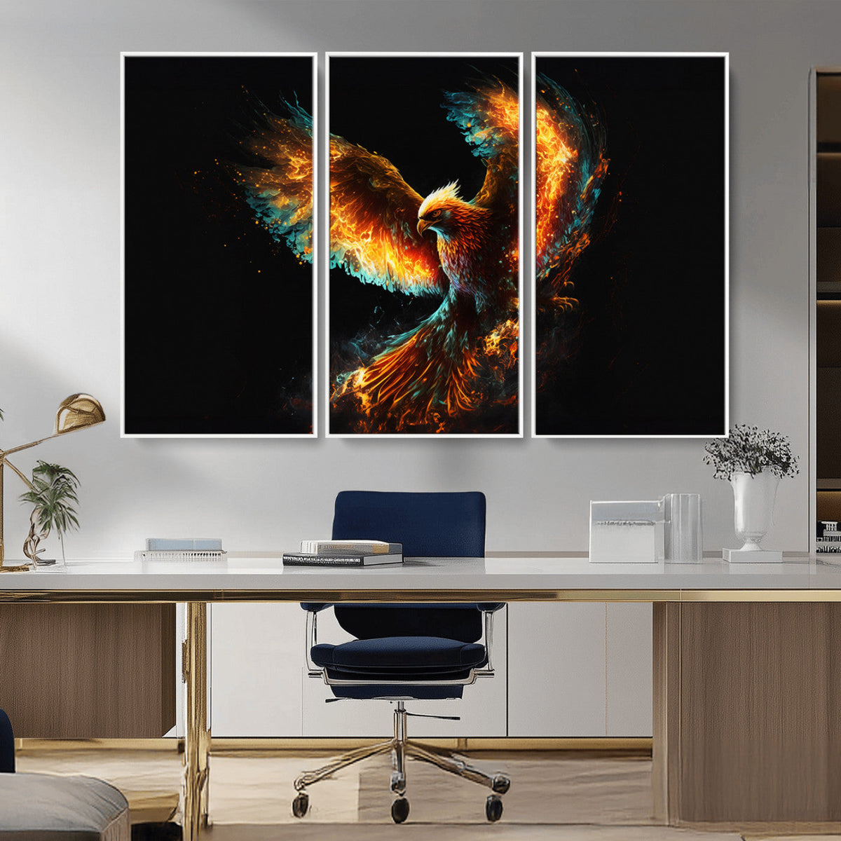 Fiery Phoenix Canvas Print | Ready to Hang Wall Art | Bold Fantasy Decor