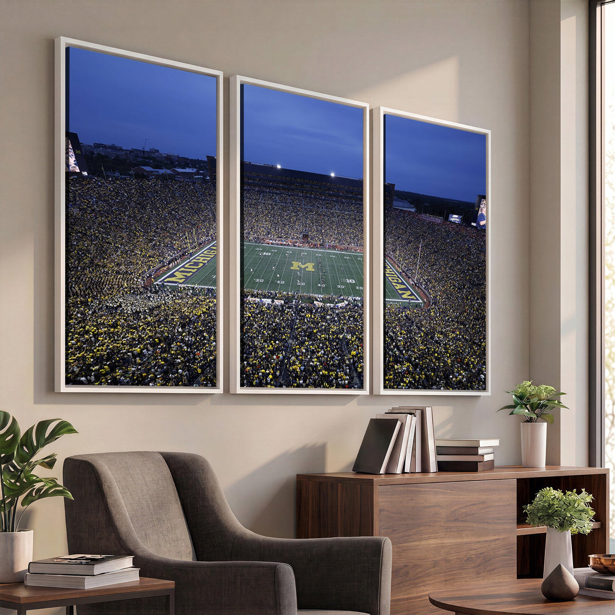 University of Michigan Wolverines Football Team Print, Ann Arbor, Home Bar Wall Decor