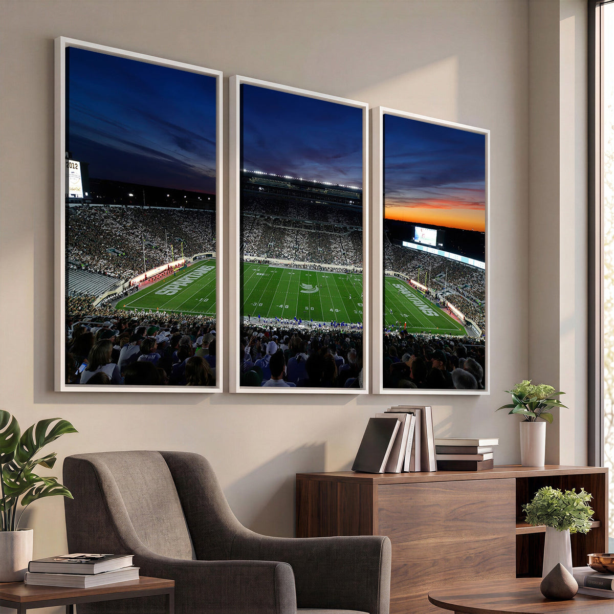Michigan State Spartans Football Team Print, East Lansing, Home Bar Wall Decor