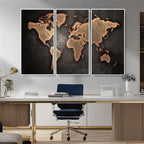 World Map Canvas Print | Framed Travel Map Wall Art for Couples