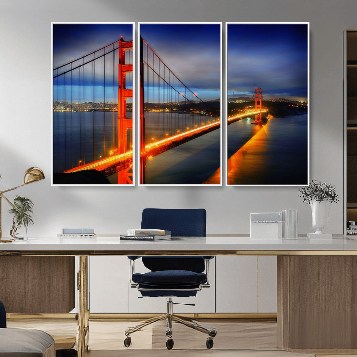Large Wall Art San Francisco Canvas Print - Wonderful Golden Gate Bridge at Twilight