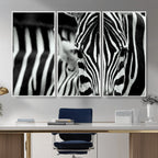 Zebra Wall Art | Zebra Close Up Canvas Print | Framed Black and White Wildlife