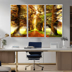 Sunshine in Forest and Trees Wall Art Canvas Print