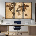 Push Pin World Map Canvas Print | Framed Travel Tracker Wall Art