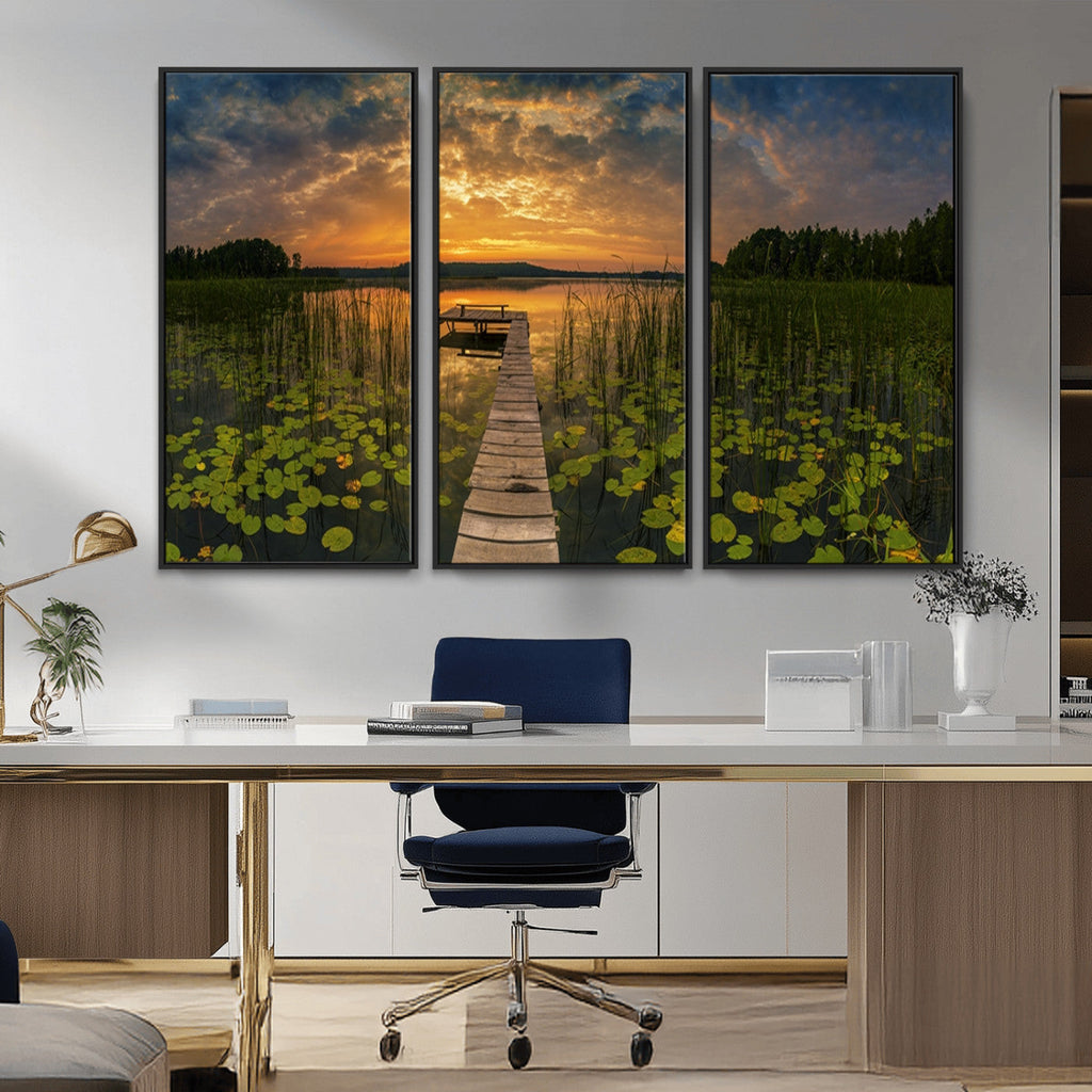 Lake and Flower Wall Art Canvas Print