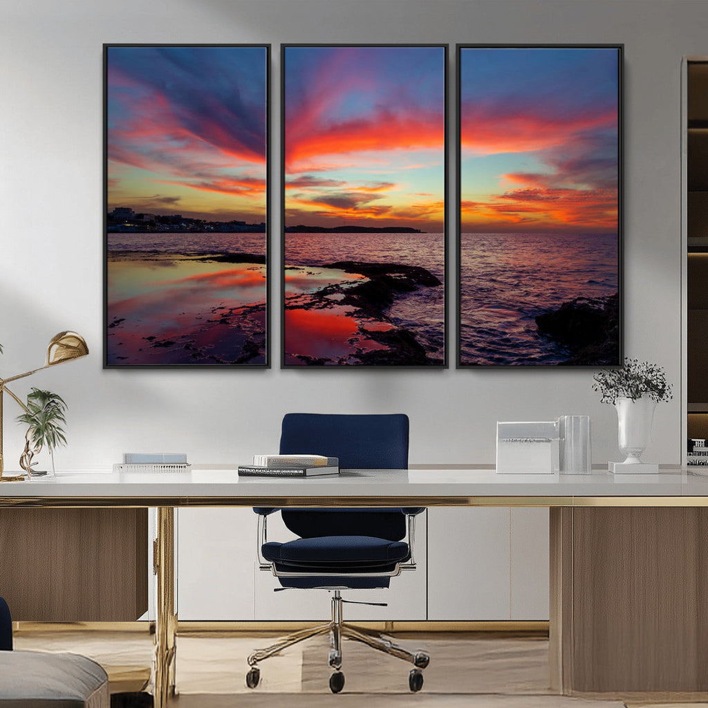 Glorious Sunset on The Beach Wall Art Canvas Print