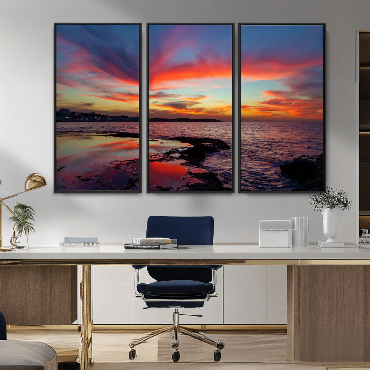 Glorious Sunset on The Beach Wall Art Canvas Print