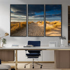 Ocean Beach Dark Clouds Wall Art Canvas Print