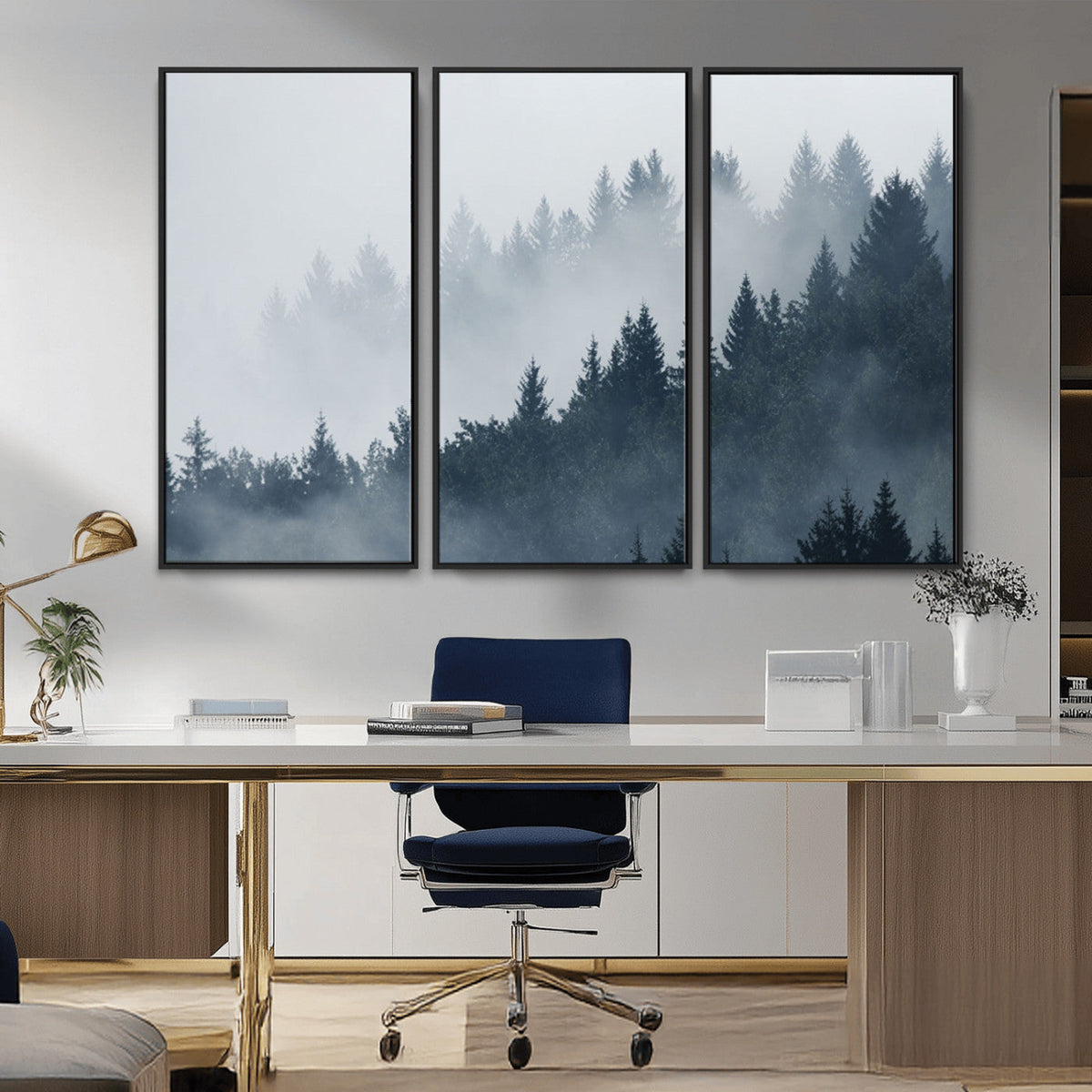 Foggy Pine Forest Wall Art Canvas Print