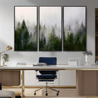 Forest Wall Art Canvas Print | Foggy Forest Wall Art | Pine Wood Forest Print