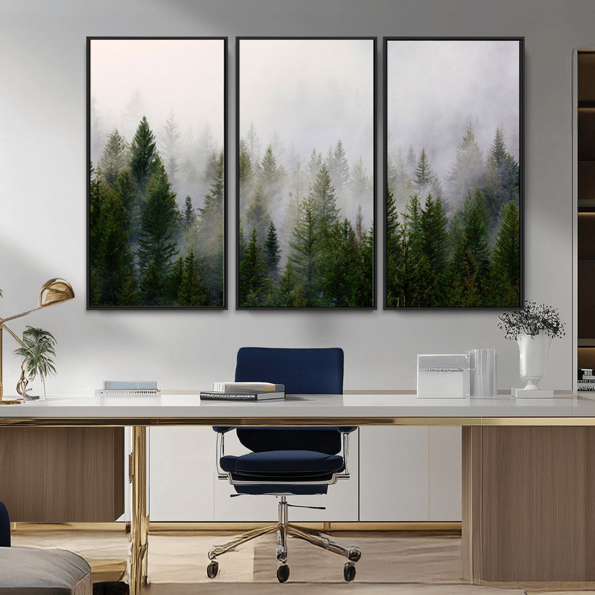 Forest Wall Art Canvas Print | Foggy Forest Wall Art | Pine Wood Forest Print