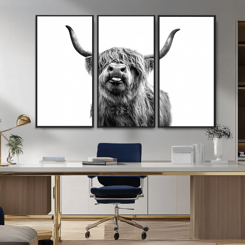 Fanny Scottish Highland Cow Cattle Art Print Farmhouse Wall Art Canvas Print