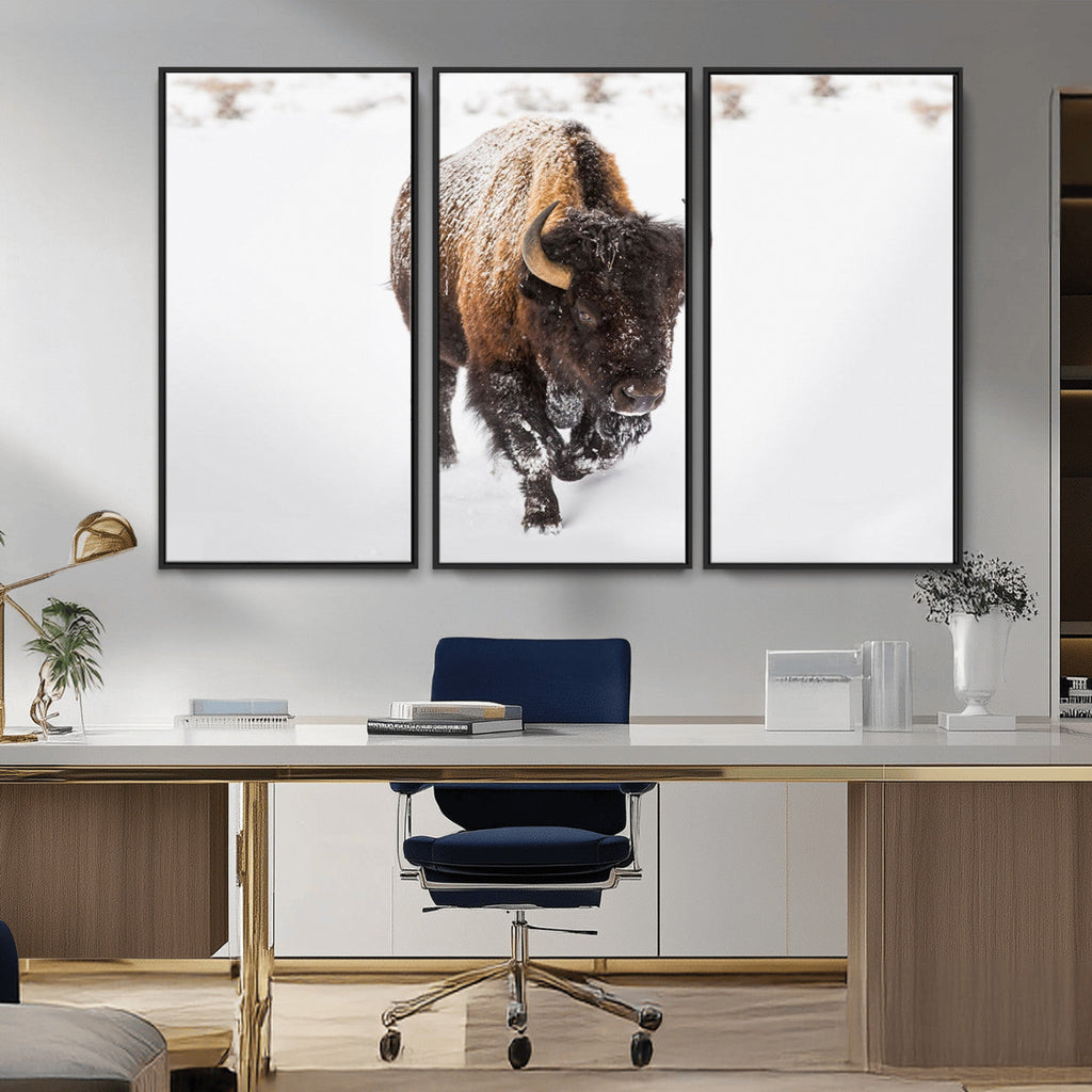 Bison Winter Wall Art Canvas Print For Farmhouse Decor
