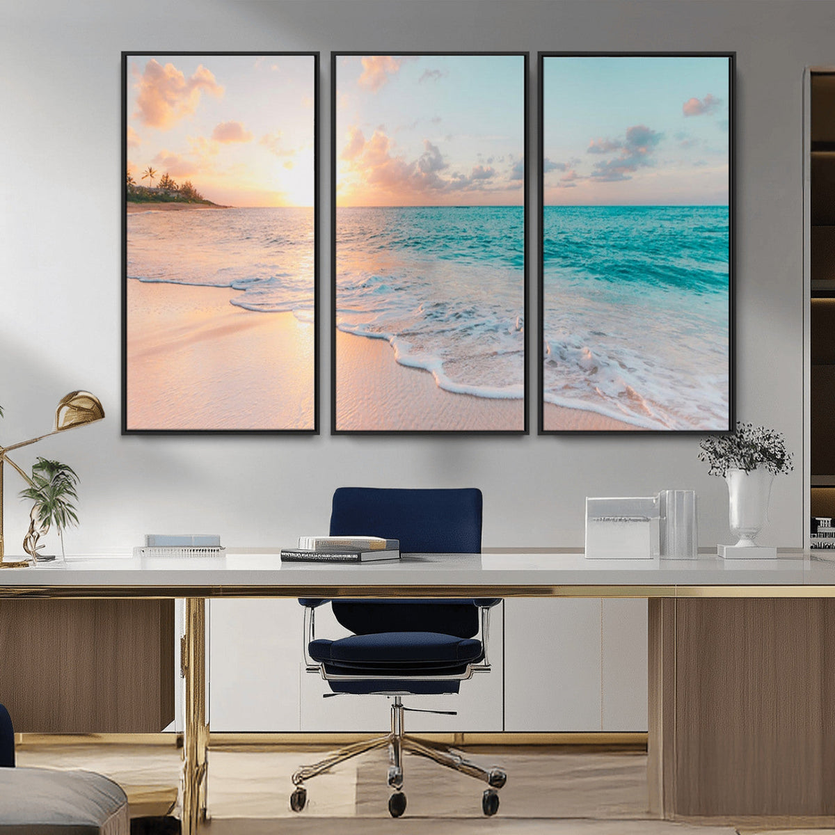 Beach Wall Art, Stunning Ocean Sunset Canvas Print with Coastal Design for Relaxing Home Decor