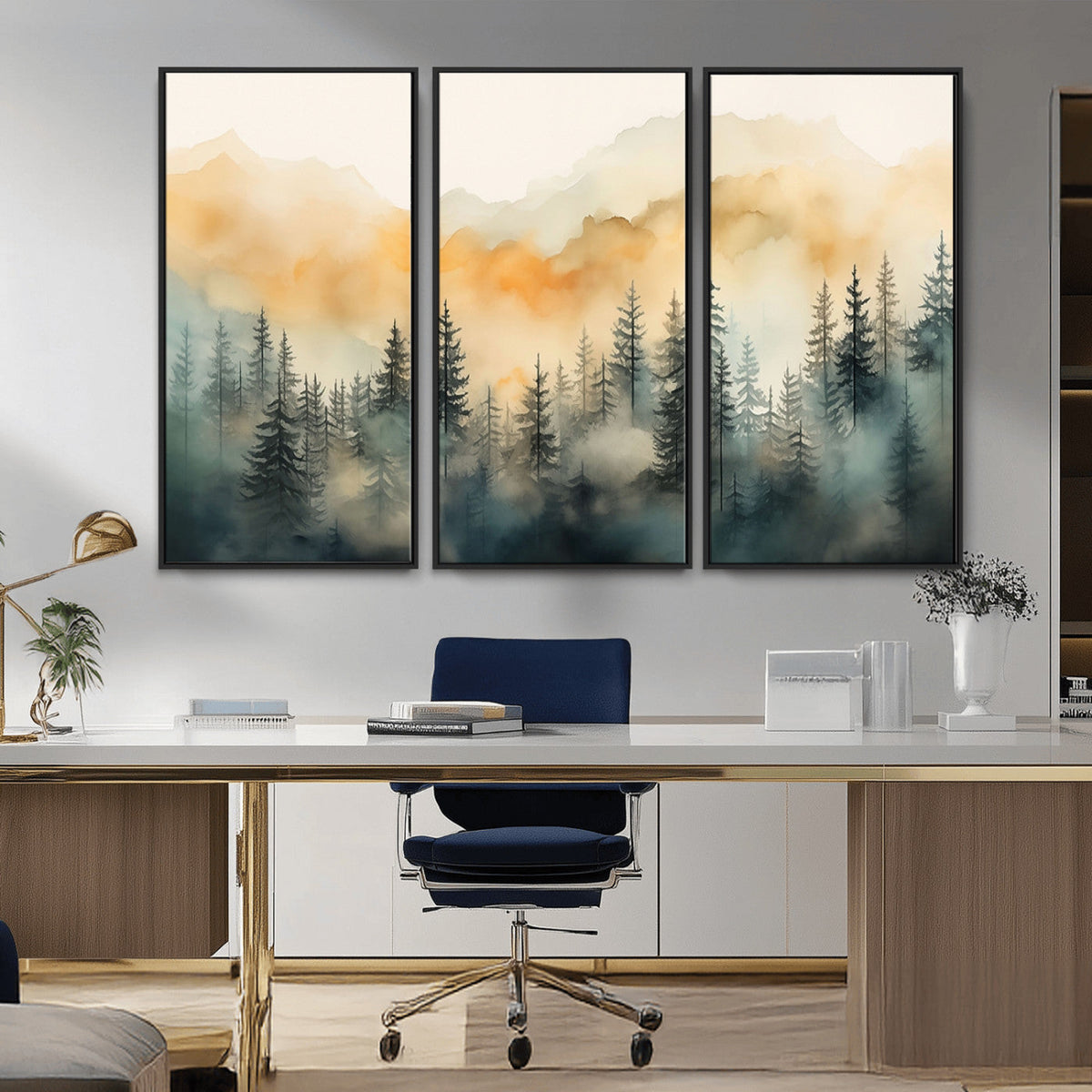 Abstract Forest Print | Mountain Wall Art | Autumn Landscape Canvas Print