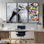 Banksy Art Behind the Curtain Street Wall Art Canvas Print | Urban Graffiti Style Wall Decor