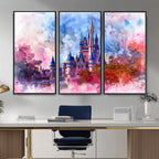 Disney Wall Art: Dreamy Watercolor Cinderella Castle Canvas Print