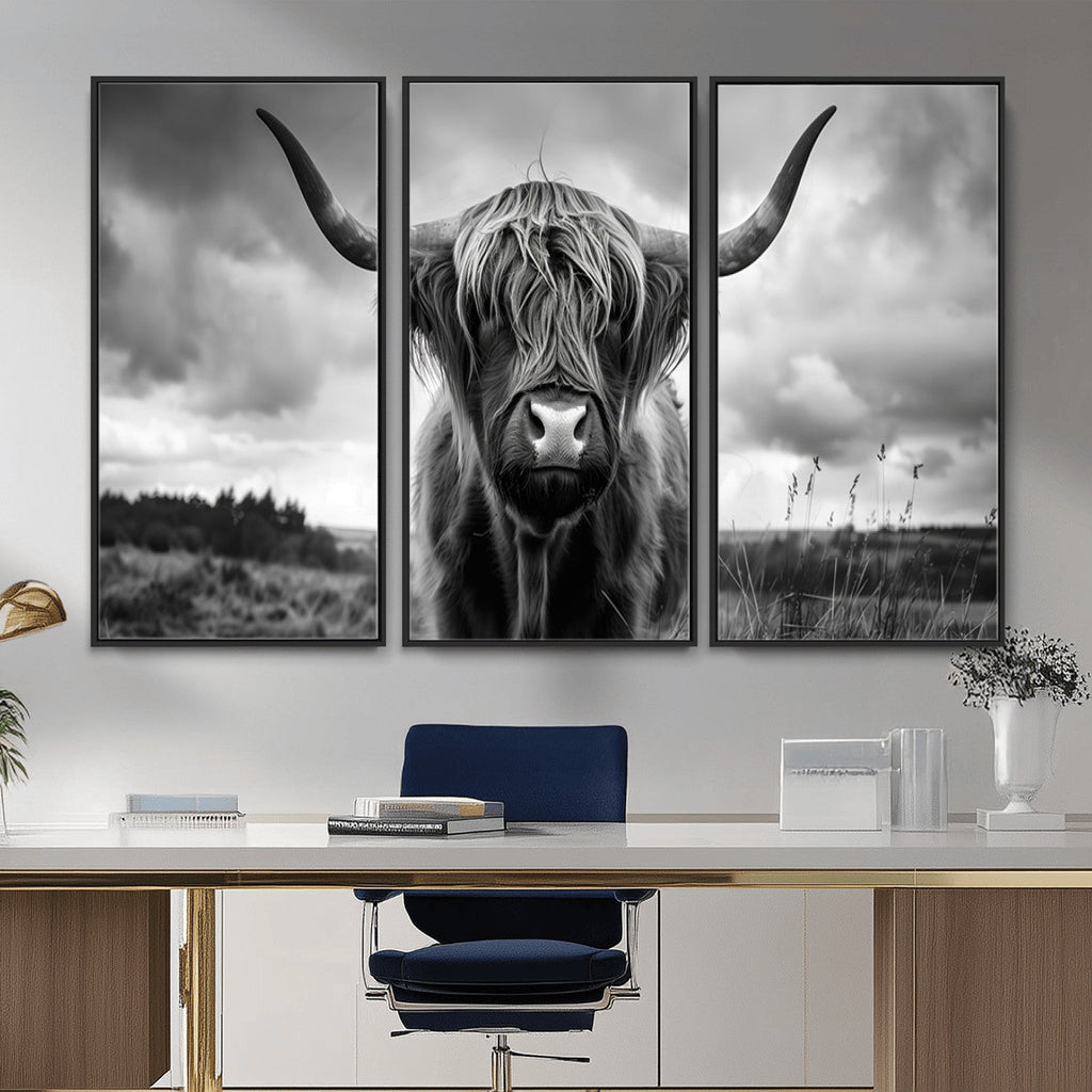Scottish Cow Wall Art Canvas Print, Longhorn Wall Art