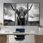Scottish Cow Wall Art Canvas Print, Longhorn Wall Art