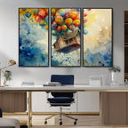 UP-Inspired Floating House with Balloons Canvas Art | Colorful Wall Decor