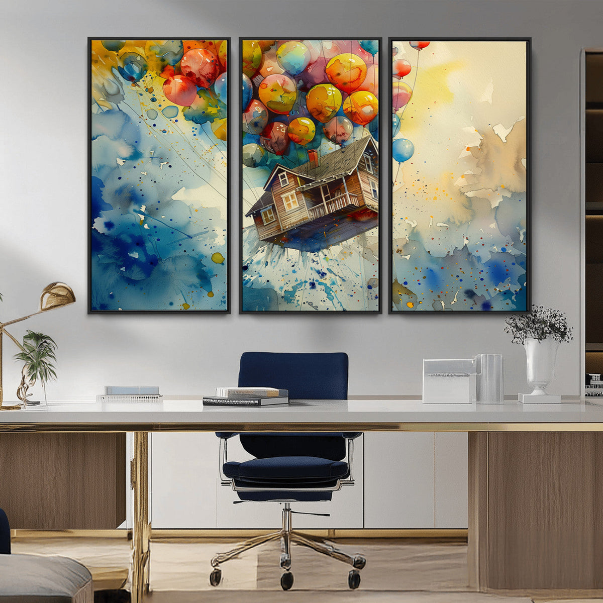 UP-Inspired Floating House with Balloons Canvas Art | Colorful Wall Decor