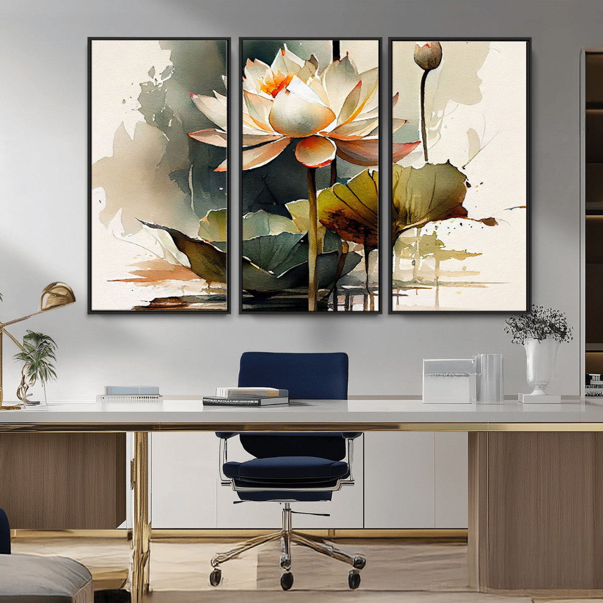 Lotus Flower Watercolor Canvas Print | A Symbol of Serenity and Growth in Soft Watercolors