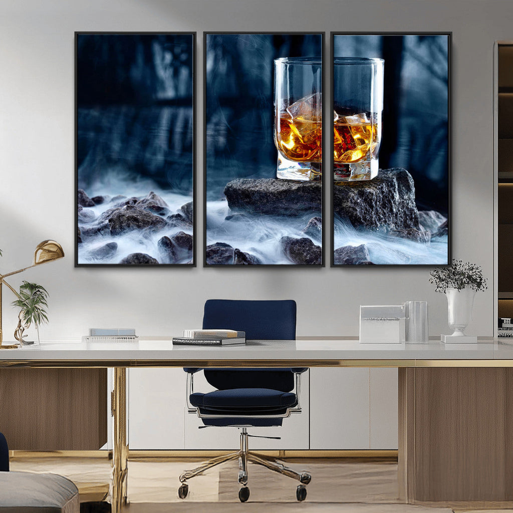 Whiskey Ice Wall Art Canvas Print